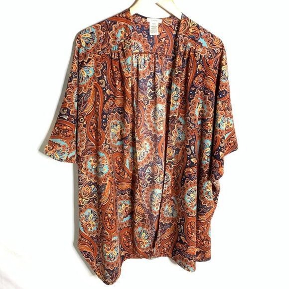 Caslon Nordstrom Tops - Caslon Nordstrom Paisley Kimono Cardigan Duster Open Front Fall Colors New